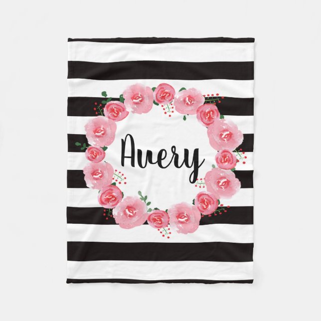 Cobertor De Velo Cobertura floral personalizada do velo da aguarela (Frente)