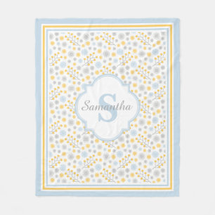 Cobertor De Velo Cobertura moderna amarela do monograma & cinzenta