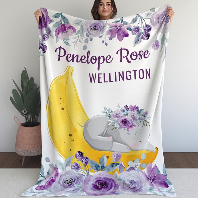Cobertor De Velo Cobertura para Elefante Bonito para Meninas em Ban (Blanket for Girls Cute Elephant on a Banana (L))