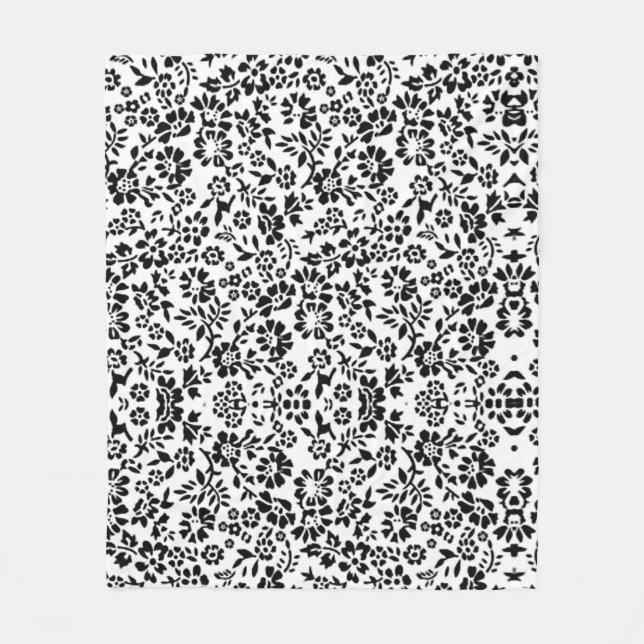 Cobertor De Velo Cobertura preta e branca florida. (Frente)