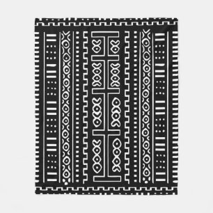 Cobertor De Velo Cobertura preto e branco do velo de Mudcloth, 50"