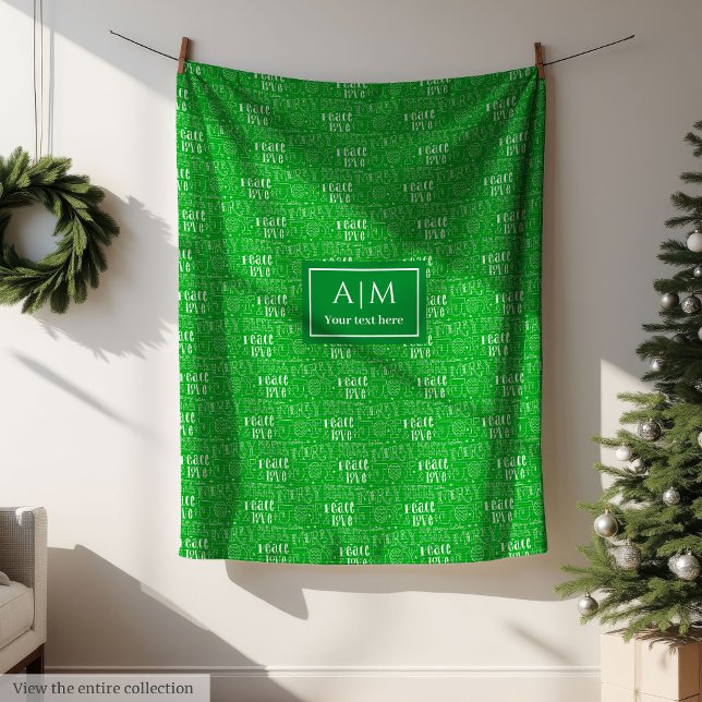 Cobertor De Velo Cobertura verde festiva com letra de Natal (Festive green blanket with Christmas lettering)