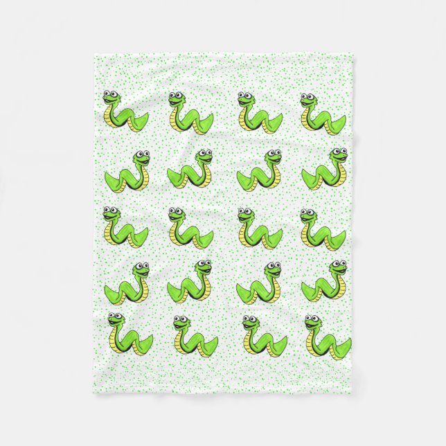 Cobertor De Velo Cobra verde-amarelo-de desenho sorridente (Frente)