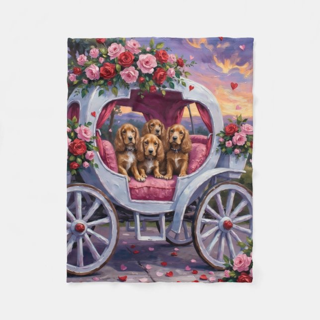 Cobertor De Velo Cocker Spaniel Dog Valentine's Day  (Frente)