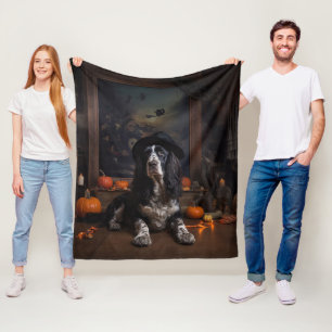 Cobertor De Velo Cocker Spaniel Inglês Abóboras Halloween Assustado