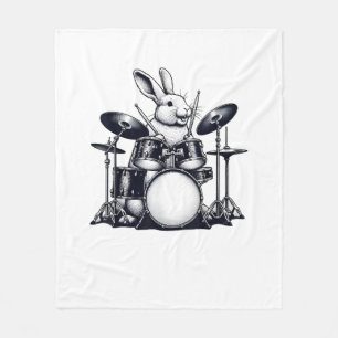 Cobertor De Velo Coelhinho Cachorro Jogando Drum Rabbits Drummer Mu