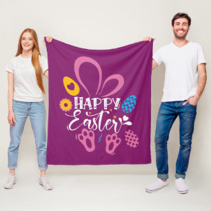Cobertor De Velo Coelhinho De Felz pascoa Cor-De-Rosa Com Ovos De P