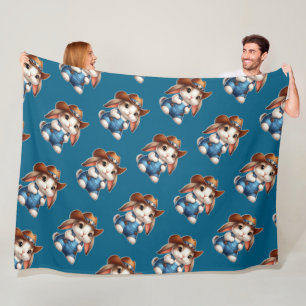 Cobertor De Velo Coelhinho de vaqueiro com chapéu e macacões