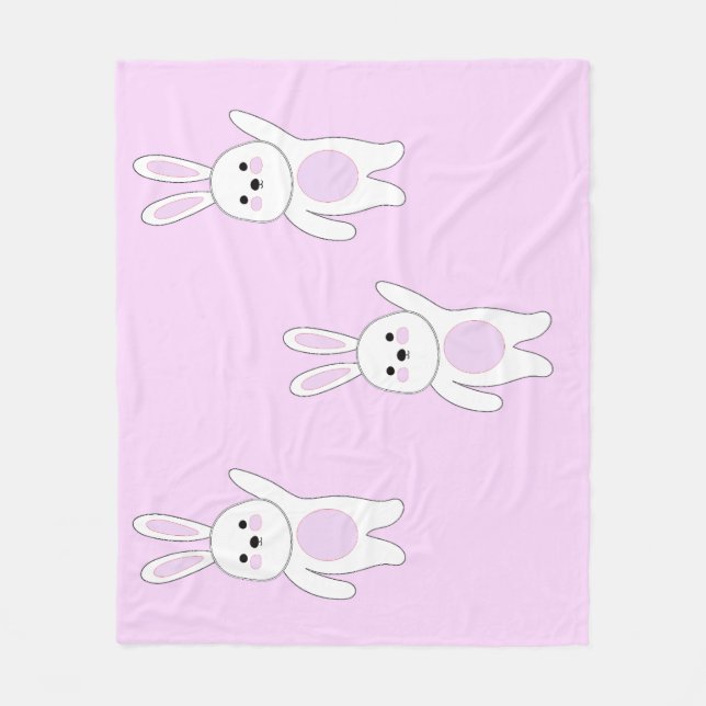 Cobertor De Velo Coelho. Branco e rosa. (Frente)