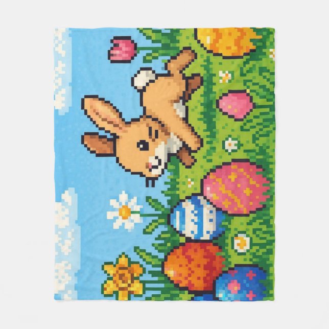Cobertor De Velo coelho/coelhinho de Páscoa fofo de 8 bits (Frente)