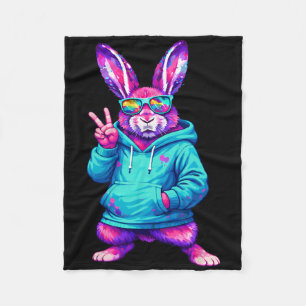 Cobertor De Velo Coelho Legal Divertido Hip Hop Bunny Páscoa Homens