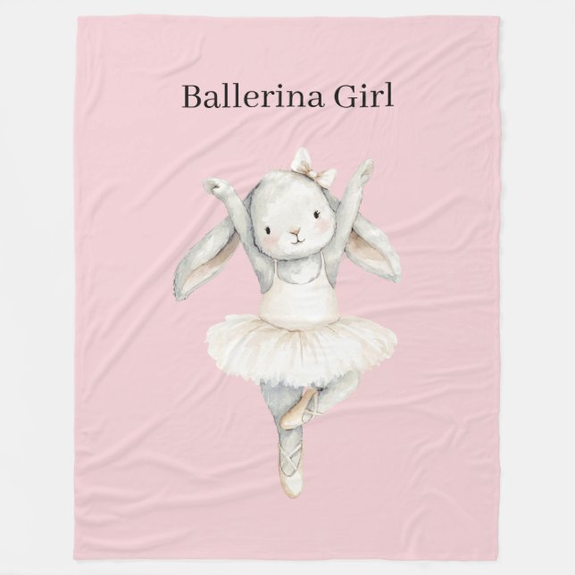 Cobertor De Velo Coelho Menina Bailarina Rosa em Tutu (Frente)