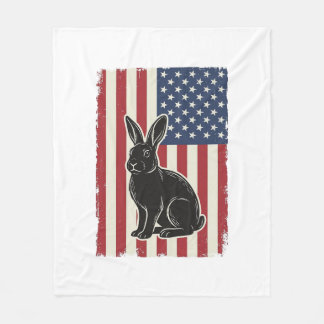 Cobertor De Velo Coelho Patriótico Bandeira Americana Gravura Vinta