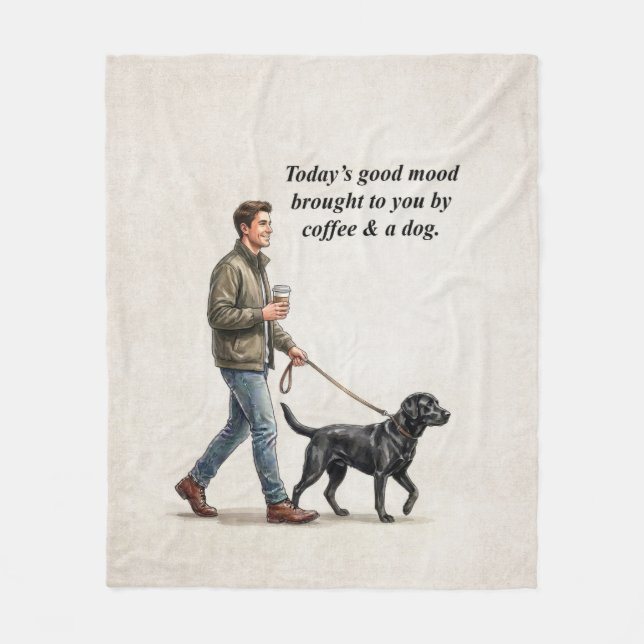 Cobertor De Velo Coffee & a Black Lab Make Today Better (Frente)