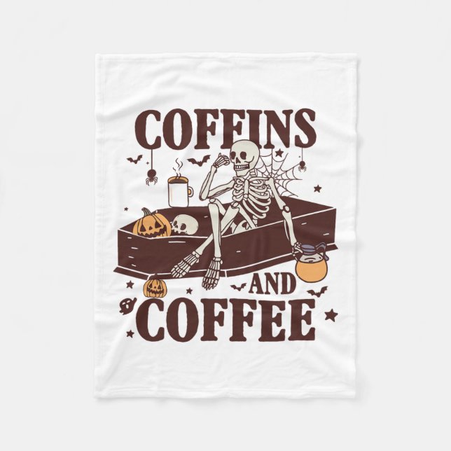 Cobertor De Velo Coffins E Café Funny Skeleton Halloween (Frente)