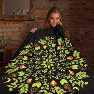 Cobertor De Velo Cogumelo-de-bruxa-verde deixa plantas mandala
