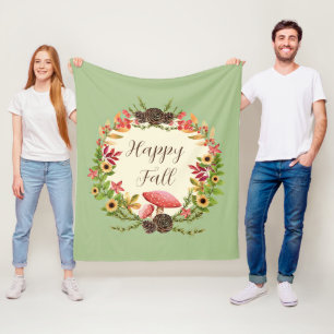 Cobertor De Velo Cogumelo e girassóis com texto personalizável 