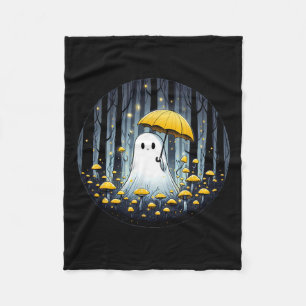 Cobertor De Velo Cogumelo Spooky Fantasma Halloween Amarelo Umbrell