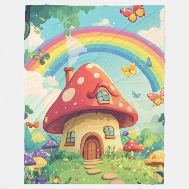 Cobertor De Velo Cogumelos e arco-íris 10 (Frente)
