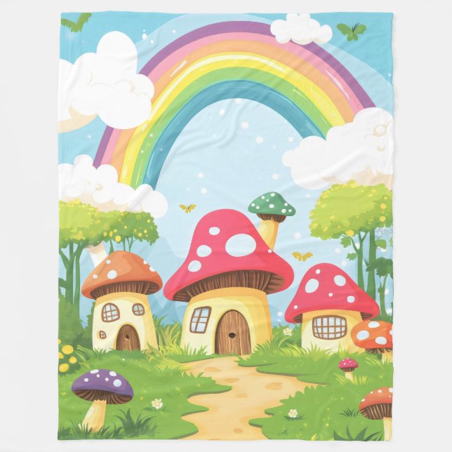 Cobertor De Velo Cogumelos e arco-íris 11 (Frente)