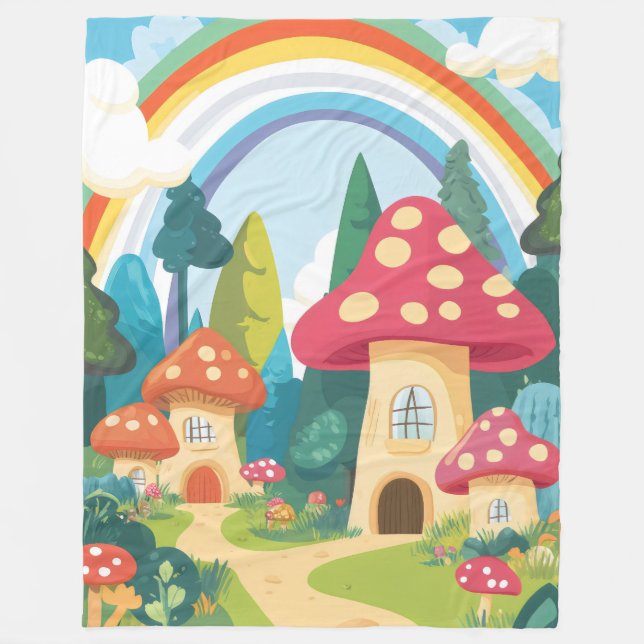 Cobertor De Velo Cogumelos e arco-íris 12 (Frente)