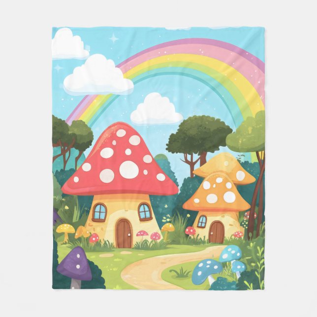 Cobertor De Velo Cogumelos e arco-íris 15 (Frente)