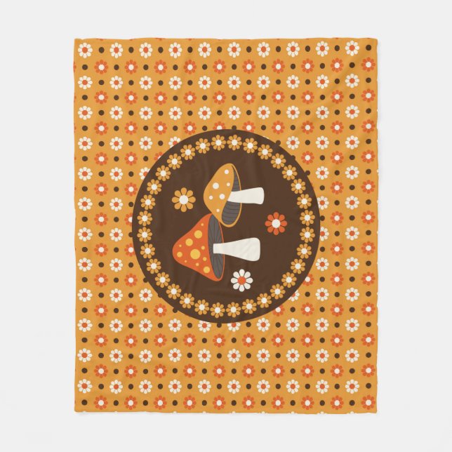 Cobertor De Velo Cogumelos Retro Doce e Flores (Frente)