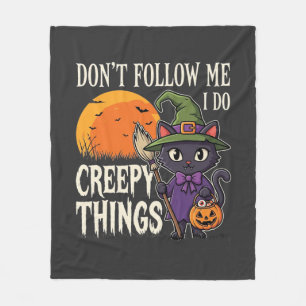 Cobertor De Velo Coisas Assustadoras Gato de Halloween Bruxa Design
