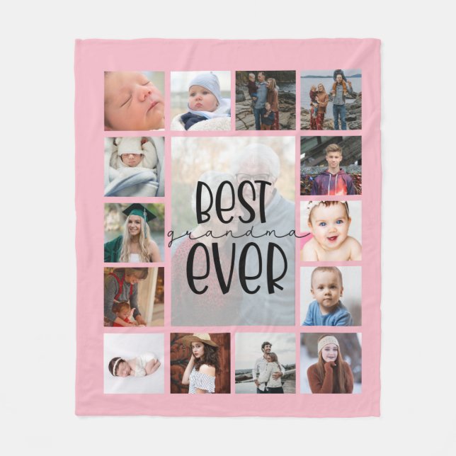 Cobertor De Velo Colagem com fotos da vovó rosa Fleece Blanket (Frente)