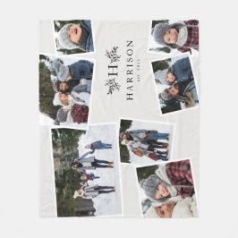 Cobertor De Velo Colagem da família do monograma russo 7 foto preto