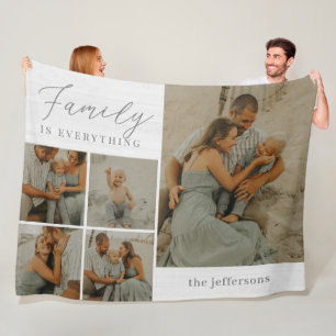 Cobertor De Velo Colagem da Família Rustic Moderna Personalizada Bl