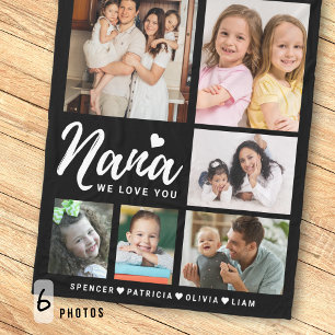 Cobertor De Velo Colagem de 6 Fotos Black We Love You Nana Netos