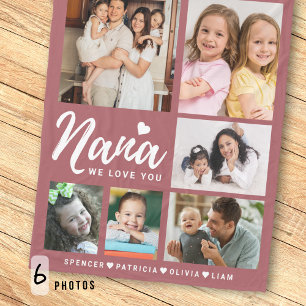 Cobertor De Velo Colagem de 6 Fotos Pink We Love You Nana Netos
