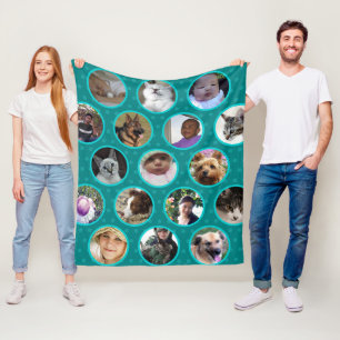 Cobertor De Velo Colagem de bolinhas Azul Teal Pets Crianças 17 Fo