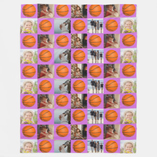 Cobertor De Velo Colagem de Família de Basquetebol Padrão de Foto R