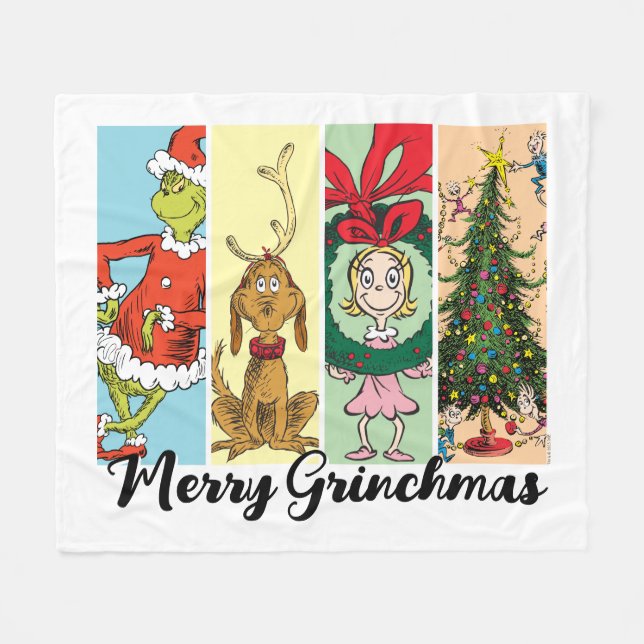 Cobertor De Velo Colagem de Férias Feliz Grinchmas (Frente (Horizontal))