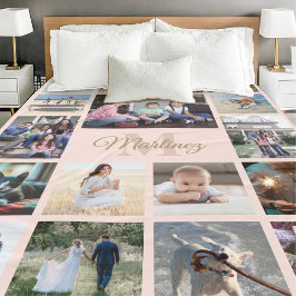 Cobertor De Velo Colagem de Fotografias da Família, Cor-de-rosa e M