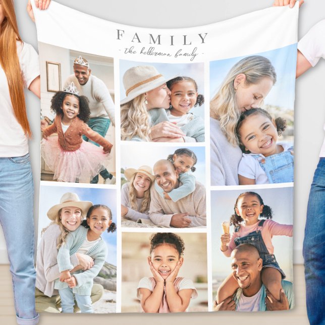 Cobertor De Velo Colagem de Fotografias da Família de Nomes Persona (Personalized Name Family Photo Collage Fleece Blanket )