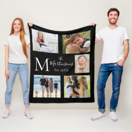 Cobertor De Velo Colagem de Fotografias da Família Monograma Cinco