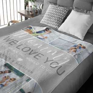 Cobertor De Velo Colagem de Fotografias da Mãe 'Nós Amo-Te'