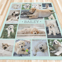 Cobertor De Velo Colagem de Fotografias de Cães Simples Azul Teal M