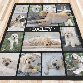 Cobertor De Velo Colagem de Fotografias de Cães Simples Preto e Bra