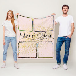 Cobertor De Velo Colagem de Fotografias do Casal de Amor Dourado Co