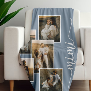 Cobertor De Velo Colagem de Fotografias do Mimi Personalizado Azul 