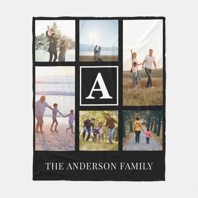 Cobertor De Velo Colagem de Fotografias do Monograma 6 Personalizad (Frente)