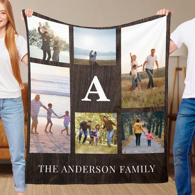 Cobertor De Velo Colagem de Fotografias do Monograma 6 Personalizad (Criador carregado)