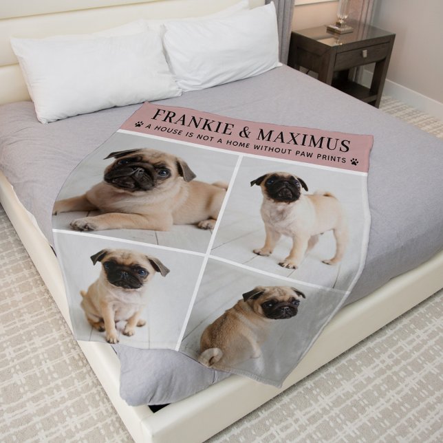 Cobertor De Velo Colagem de Fotografias do Nome Personalizado do Cã (Criador carregado)