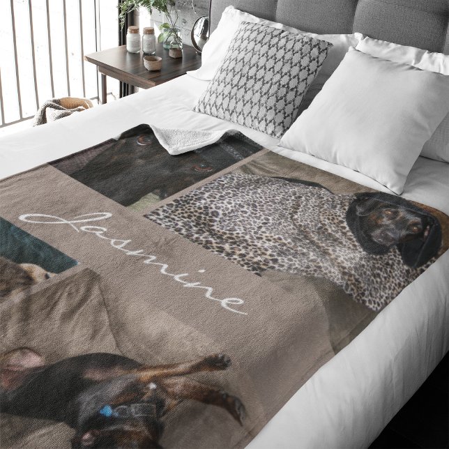 Cobertor De Velo Colagem de Fotografias Moderna (Capture precious pet moments with our Modern Pet Photo Collage Fleece Blanket. )