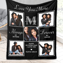 Cobertor De Velo Colagem de Fotografias MOM 5 Elegante Monograma Mã