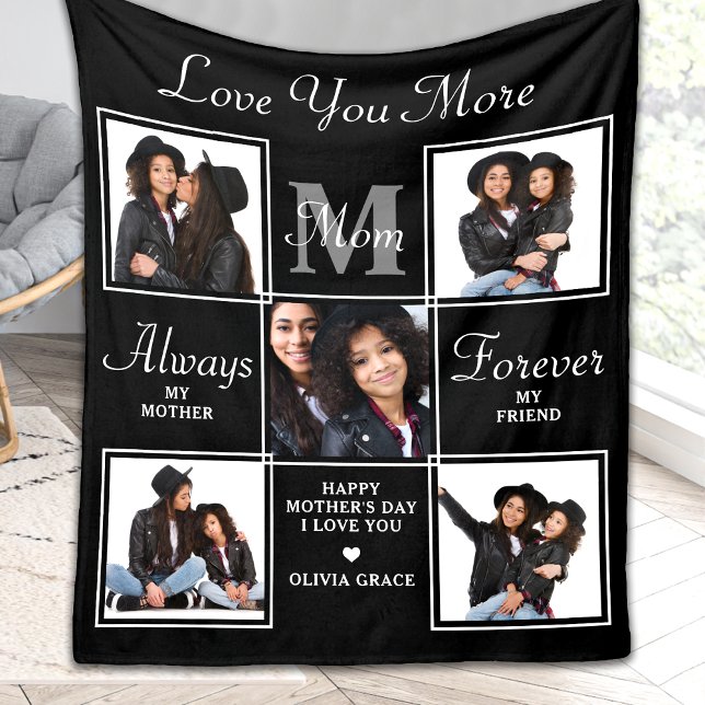 Cobertor De Velo Colagem de Fotografias MOM 5 Elegante Monograma Mã (Criador carregado)
